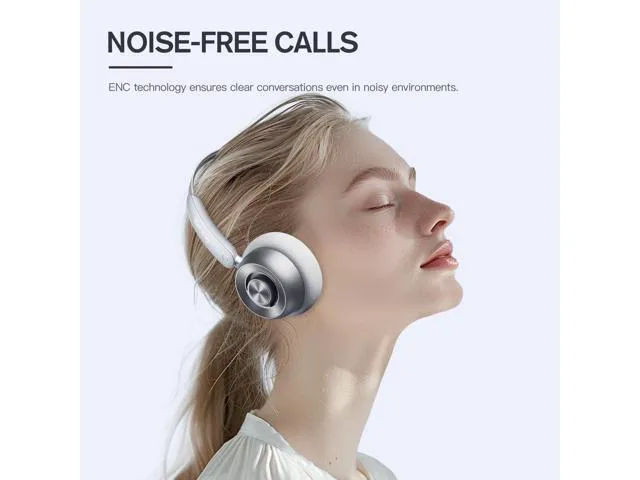 Alt view image 4 of 7 - R1 Pop Wireless On Ear Bluetooth Headphones 75H Playtime APP Custom EQ Noise Isolation Built-in Mic Lightweight for Workout Traval Gaming (Silver)