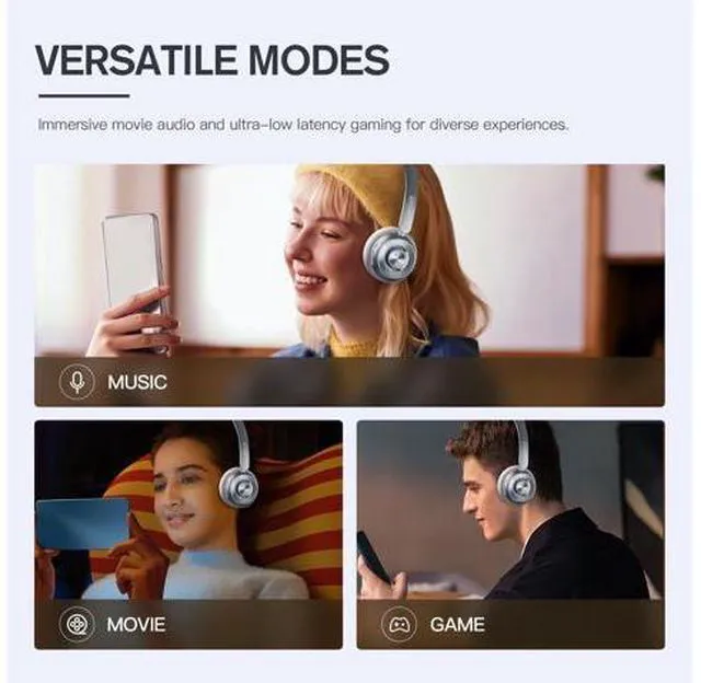 Alt view image 6 of 7 - R1 Pop Wireless On Ear Bluetooth Headphones 75H Playtime APP Custom EQ Noise Isolation Built-in Mic Lightweight for Workout Traval Gaming (Silver)