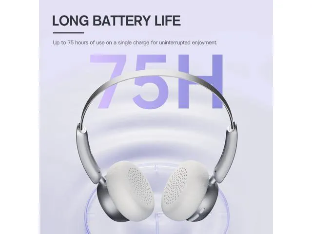 Alt view image 7 of 7 - R1 Pop Wireless On Ear Bluetooth Headphones 75H Playtime APP Custom EQ Noise Isolation Built-in Mic Lightweight for Workout Traval Gaming (Off White)
