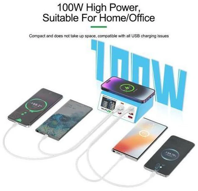 Alt view image 7 of 7 - RL-309AW RL-309A 8-port Digital Display 100W high power Charger Multifunction Mobile Phones Tablets Laptops Smart Fast Charging Tools(RL-309A)