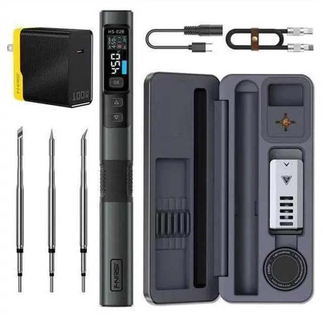 Main image of HS-02B 100W Portable Corded Soldering Iron Kit with Storage Case, 2S Fast Heating, 212-842, Pre-set 3 Groups Temperature, 3 210 Soldering Tips, Smart Soldering Iron Pen for Electronics Repair
