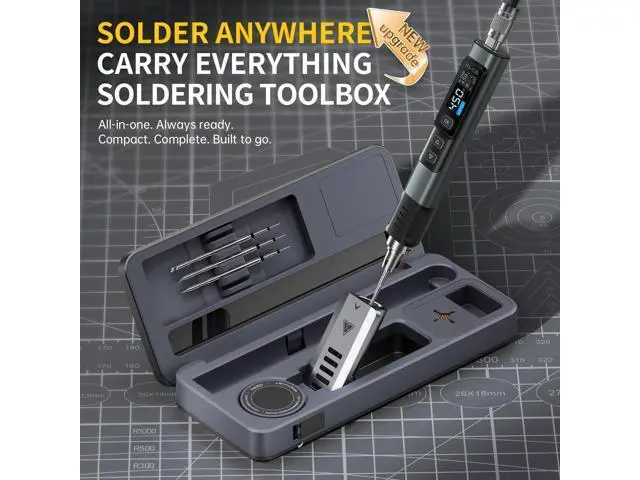 Alt view image 2 of 7 - HS-02B 100W Portable Corded Soldering Iron Kit with Storage Case, 2S Fast Heating, 212-842, Pre-set 3 Groups Temperature, 3 210 Soldering Tips, Smart Soldering Iron Pen for Electronics Repair