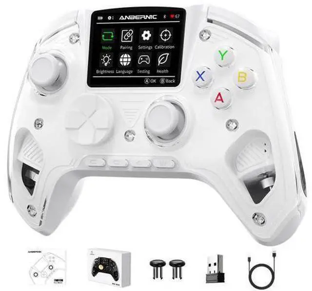 Main image of RG G01 Interactive Screen Wireless Gaming Controller Compatible with PC/Steam/Linux/Android/Switch/IOS 2.4G Wireless Bluetooth Controller Gamepad Hall Effect Triggers(White)