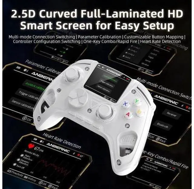 Alt view image 3 of 7 - RG G01 Interactive Screen Wireless Gaming Controller Compatible with PC/Steam/Linux/Android/Switch/IOS 2.4G Wireless Bluetooth Controller Gamepad Hall Effect Triggers(White)