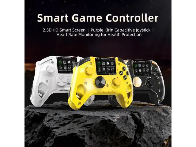 Alt view image 2 of 7 - RG G01 Interactive Screen Wireless Gaming Controller Compatible with PC/Steam/Linux/Android/Switch/IOS 2.4G Wireless Bluetooth Controller Gamepad Hall Effect Triggers(Yellow)