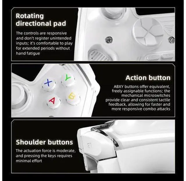 Alt view image 7 of 7 - RG G01 Interactive Screen Wireless Gaming Controller Compatible with PC/Steam/Linux/Android/Switch/IOS 2.4G Wireless Bluetooth Controller Gamepad Hall Effect Triggers(White)