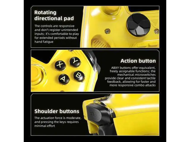 Alt view image 7 of 7 - RG G01 Interactive Screen Wireless Gaming Controller Compatible with PC/Steam/Linux/Android/Switch/IOS 2.4G Wireless Bluetooth Controller Gamepad Hall Effect Triggers(Yellow)