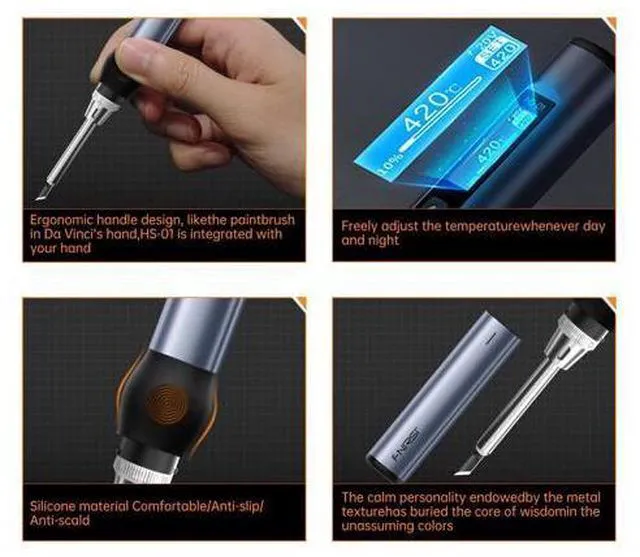 Alt view image 7 of 7 - Soldering Iron Kit, DC/PD(96W/65W) Mini Digital Soldering Iron, 180-780 Fast Heating, 6 Soldering Tips, Digital OLED Screen Display, Auto Sleep (With Power Adapter)