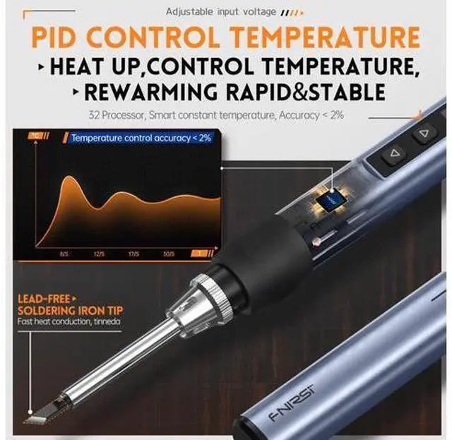 Alt view image 4 of 6 - Soldering Iron Kit, DC/PD(96W/65W) Mini Digital Soldering Iron, 180-780 Fast Heating, 6 Soldering Tips, Digital OLED Screen Display, Auto Sleep (With Power Adapter)
