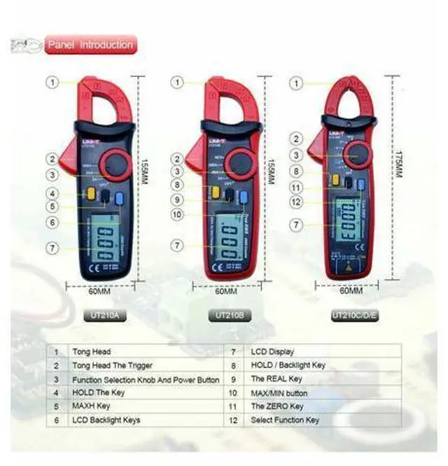 Alt view image 4 of 5 - UT210D Mini Clamp Meter, AC/DC Current Tester with Peak Hold & Data Hold, Measures DC Current from 0.1mA to 100A, True RMS, NCV, CAT III 600V for Inrush Current, Motor & PCB Repair