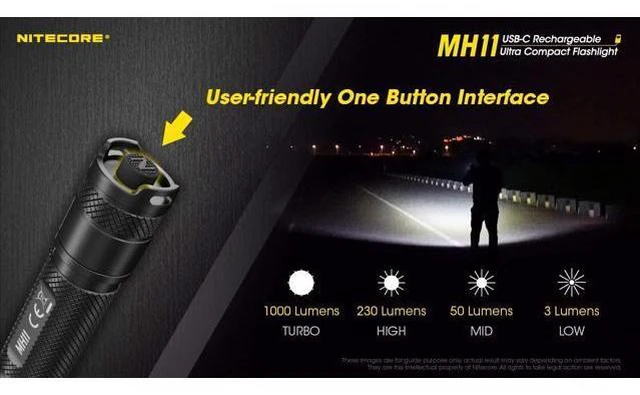 Alt view image 7 of 7 - MH11 USB-C Rechargeable EDC Flashlight, 1000 Lumen with Two Batteries and LumenTac Organizer
