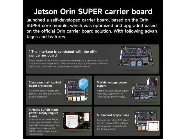 Alt view image 3 of 5 - Yahboom Jetson Orin Super Carrier Board AI Development Board Based On Jetson Orin Nano and Jetson Orin NX Core Module