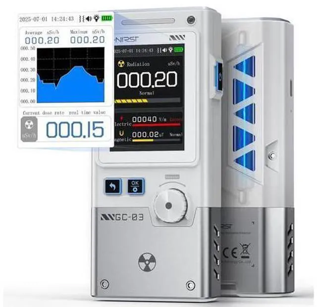 Main image of GC-03 Geiger Counter Electromagnetic Detector, 3in1 Nuclear Radiation Detector EMF Meter, Not Support RF Detection, Handheld Rechargeable Radiation Dosimeter, Gamma Beta X-ray Monitor