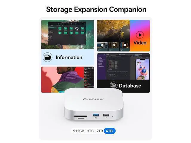 Alt view image 3 of 7 - MiniMate SE Mac mini M4 512GB Storage & Docking Station, External SATA SSD (Non-Removable) 5Gbps(480MB/s), USB A*4, USB-C, SD/TF 3.0, 3.5mm Audio, Includes 2 Cables M4SE