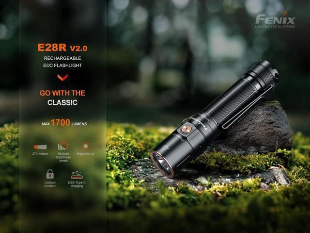 Alt view image 5 of 7 - E28R V2.0 EDC Flashlight, 1700 Lumen USB-C Rechargeable Compact Pocket Size with Magnetic Tail