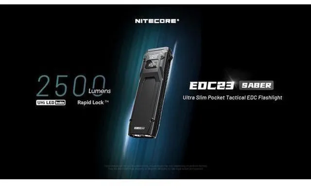 Alt view image 3 of 7 - EDC23 EDC Flashlight, 2500 Lumen Ultra-Slim Flat Shape USB-C Rechargeable Fast Charging with Digital OLED Display, Mechanical Lock Switch