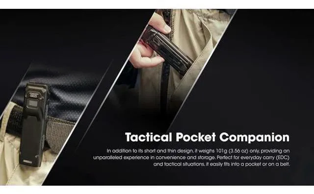 Alt view image 5 of 7 - EDC23 EDC Flashlight, 2500 Lumen Ultra-Slim Flat Shape USB-C Rechargeable Fast Charging with Digital OLED Display, Mechanical Lock Switch