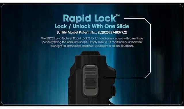 Alt view image 7 of 7 - EDC23 EDC Flashlight, 2500 Lumen Ultra-Slim Flat Shape USB-C Rechargeable Fast Charging with Digital OLED Display, Mechanical Lock Switch