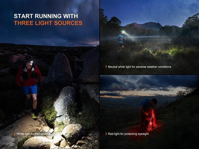Alt view image 5 of 7 - HP12R-T 1300 Lumen Rechargeable Running Headlamp Split Power Design, White/Neutral White/Red Light Modes with Lumentac Organizer (Black)