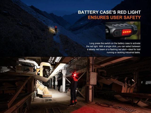 Alt view image 7 of 7 - HP12R-T 1300 Lumen Rechargeable Running Headlamp Split Power Design, White/Neutral White/Red Light Modes with Lumentac Organizer (Black)