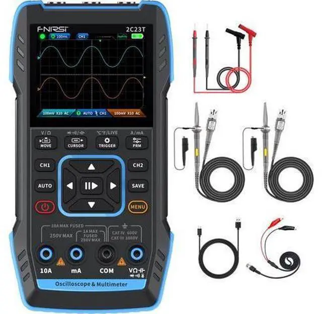 Main image of 2C23T Digital Oscilloscope Multimeter DDS Generator 3 in 1, 2 Channels, 10MHz Bandwidth, 50MSa/s Sampling Rate, 10000 Counts, Voltage, Current, Capacitor, Resistor, Diode Test