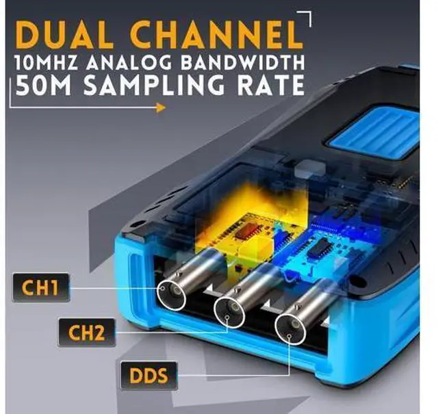 Alt view image 3 of 6 - 2C23T 3 in 1 Handheld Oscilloscope Multimeter DDS Generator, 2 Channels, 10MHz Bandwidth, 50MSa/s Sampling Rate, 10000 Counts, Voltage, Current, Capacitor, Resistor, Diode Test
