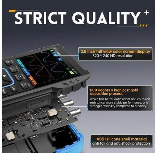 Alt view image 4 of 6 - 2C23T 3 in 1 Handheld Oscilloscope Multimeter DDS Generator, 2 Channels, 10MHz Bandwidth, 50MSa/s Sampling Rate, 10000 Counts, Voltage, Current, Capacitor, Resistor, Diode Test