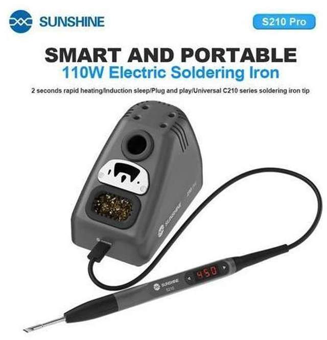 Alt view image 3 of 7 - S210 Pro Smart Portable Soldering Iron 110W Universal C210 TIP Quick BGA Welding Repair Iron Bracket MINI Repair Tool