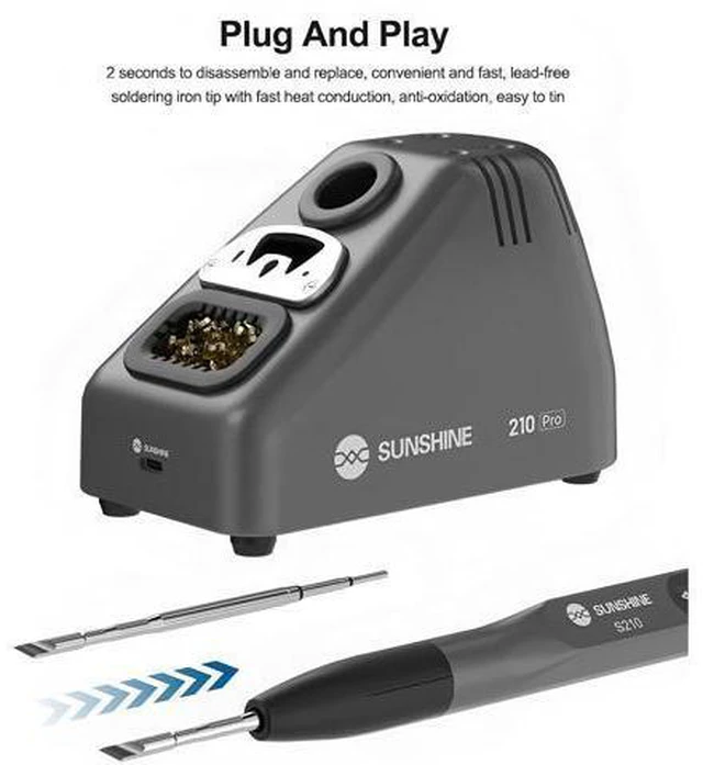 Alt view image 6 of 7 - S210 Pro Smart Portable Soldering Iron 110W Universal C210 TIP Quick BGA Welding Repair Iron Bracket MINI Repair Tool