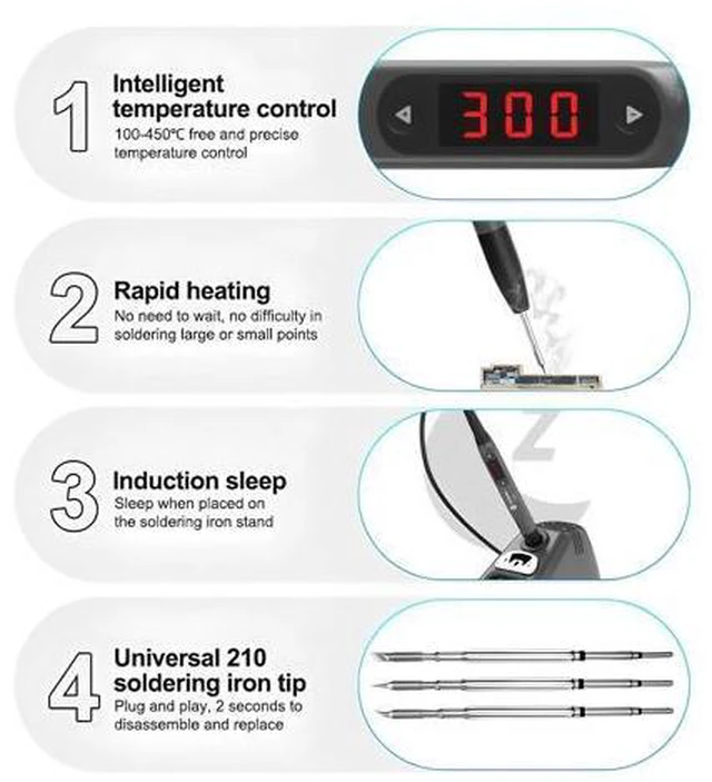 Alt view image 4 of 7 - S210 Pro Smart Portable Soldering Iron 110W Universal C210 TIP Quick BGA Welding Repair Iron Bracket MINI Repair Tool