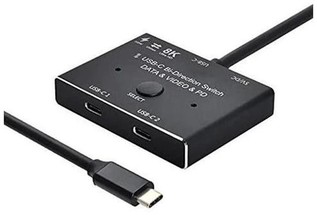 Alt view image 2 of 6 - USB-C Type-C Bi-Direction Switch MST 1 to 2 Hub Support Video Data PD 8K@30hz 100W 10Gbps