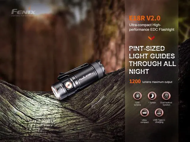 Alt view image 3 of 7 - E18R V2.0 EDC Flashlight, 1200 Lumens USB-C Rechargeable Ultra Compact Pocket Light (Black)