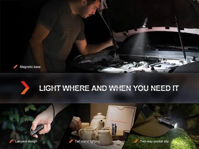 Alt view image 7 of 7 - E18R V2.0 EDC Flashlight, 1200 Lumens USB-C Rechargeable Ultra Compact Pocket Light (Black)