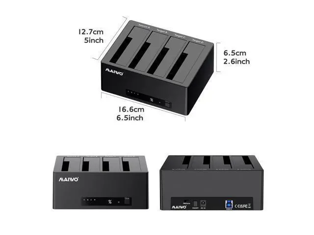 Alt view image 7 of 7 - 4 Bay Hard Drive Docking Station Cloner for 2.5 3.5 Inch SATA HDD SSD, USB 3.0 5Gbps Speed with UASP, 96TB Capacity, External HDD Duplicator Reader