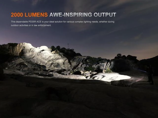 Alt view image 3 of 7 - PD35R ACE 2000 Lumens Multi-Mode USB-C Rechargeable Tactical Flashlight with Customizable Output Level Selections and Lumentac Organizer