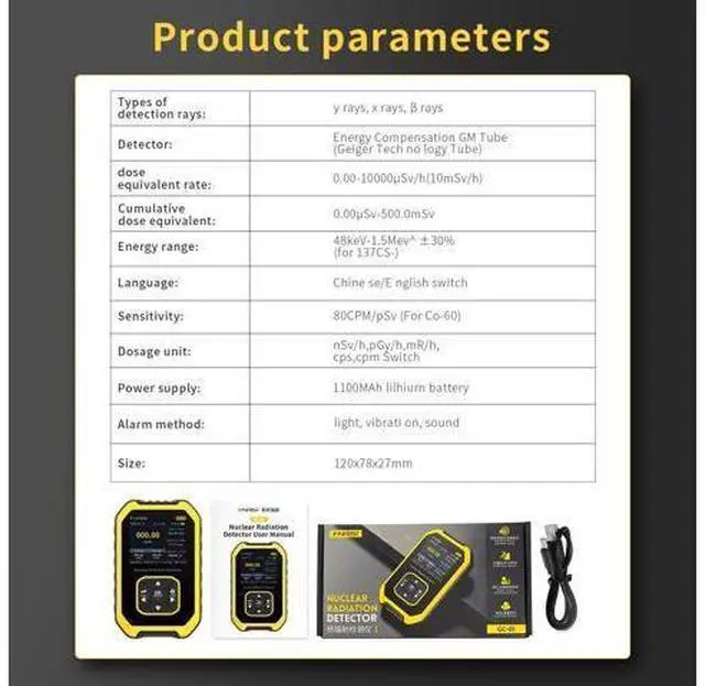 Alt view image 6 of 6 - GC-01 Geiger counter Nuclear Radiation Detector Personal Dosimeter X-ray - ray Radioactivity Tester Marble Detector(Blue)