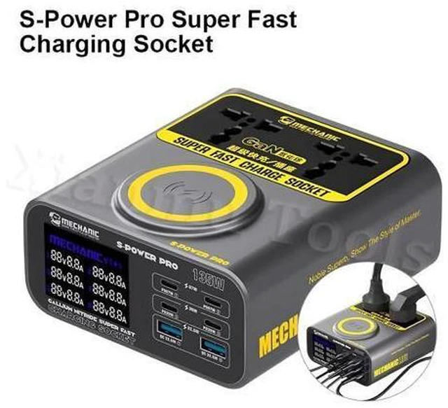 Alt view image 6 of 7 - S-power Pro QC3.0 PD67W Fast charging Tech With LCD Digital Display Multi-Port Charger For Laptops Phone Camera Pad etc