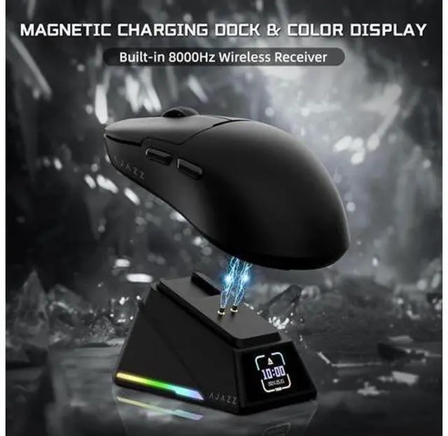 Alt view image 4 of 7 - AJAZZ AJ159 APEX Wireless Gaming Mouse with Magnetic Charging Base, 56g Lightweight BT/2.4G/USB-C Wired Mouse, PAW3950APEX 42K DPI Optical Sensor, Programmable Buttons for PC/Mac/Win(Black)