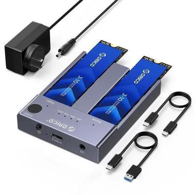 Main image of M.2 NVMe Docking Station Dual-Bay SSD Cloner USB A/C to NVMe SSD Enclosure Aluminum M.2 Duplicator for PCIe M-Key SSDs Max Up to 8TB Tool Free-M2P2