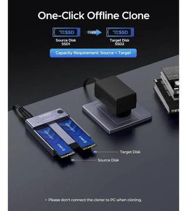 Alt view image 2 of 7 - M.2 NVMe Docking Station Dual-Bay SSD Cloner USB A/C to NVMe SSD Enclosure Aluminum M.2 Duplicator for PCIe M-Key SSDs Max Up to 8TB Tool Free-M2P2