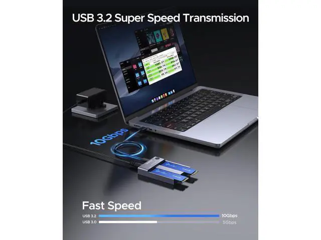 Alt view image 3 of 7 - M.2 NVMe Docking Station Dual-Bay SSD Cloner USB A/C to NVMe SSD Enclosure Aluminum M.2 Duplicator for PCIe M-Key SSDs Max Up to 8TB Tool Free-M2P2