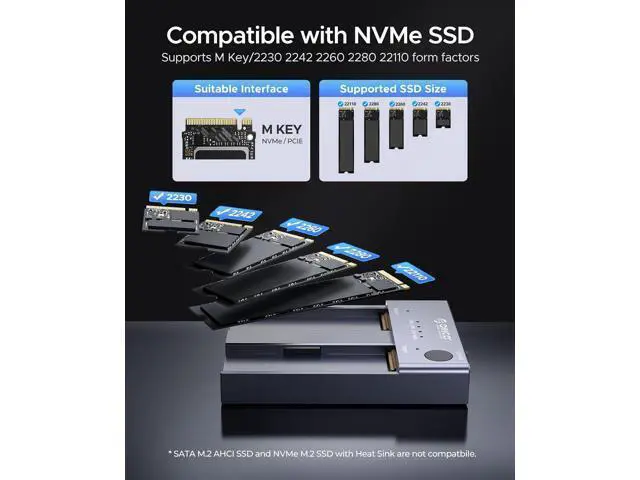Alt view image 5 of 7 - M.2 NVMe Docking Station Dual-Bay SSD Cloner USB A/C to NVMe SSD Enclosure Aluminum M.2 Duplicator for PCIe M-Key SSDs Max Up to 8TB Tool Free-M2P2