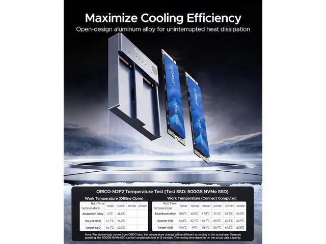 Alt view image 6 of 7 - M.2 NVMe Docking Station Dual-Bay SSD Cloner USB A/C to NVMe SSD Enclosure Aluminum M.2 Duplicator for PCIe M-Key SSDs Max Up to 8TB Tool Free-M2P2