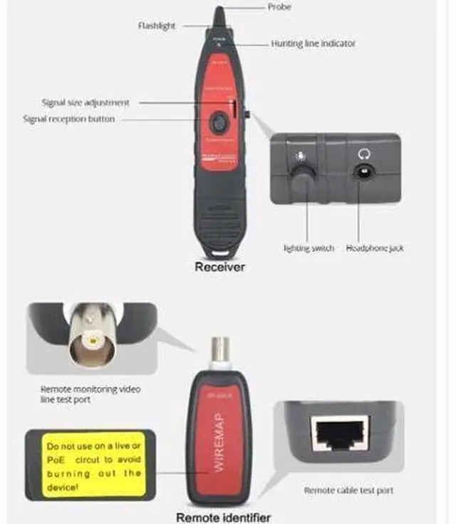 Alt view image 5 of 6 - NF-300 Cable Tracker Detector Wire Tracker LAN Tester Professional Network Cable Tester Poe Network Tools Wiring Finder Cable Tracker and Tester for Telephone and Network