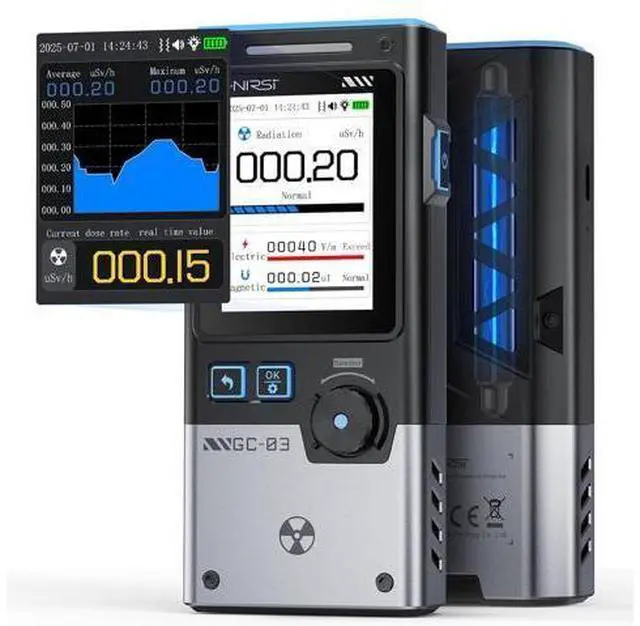 Main image of GC-03 Geiger Counter Electromagnetic Detector, 3IN1 Nuclear Radiation Detector EMF Meter, Not Support RF Detection, Handheld Rechargeable Radiation Dosimeter, Beta Gamma X-ray Radiation Monitor