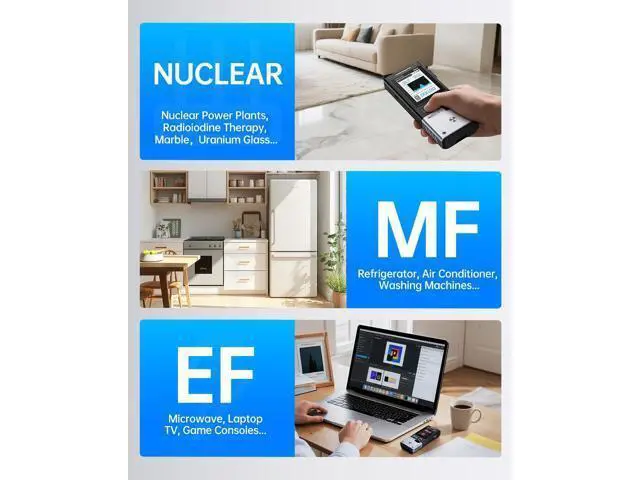 Alt view image 3 of 7 - GC-03 Geiger Counter Electromagnetic Detector, 3IN1 Nuclear Radiation Detector EMF Meter, Not Support RF Detection, Handheld Rechargeable Radiation Dosimeter, Beta Gamma X-ray Radiation Monitor