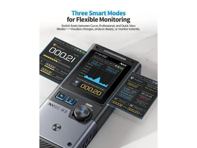 Alt view image 4 of 7 - GC-03 Geiger Counter Electromagnetic Detector, 3IN1 Nuclear Radiation Detector EMF Meter, Not Support RF Detection, Handheld Rechargeable Radiation Dosimeter, Beta Gamma X-ray Radiation Monitor