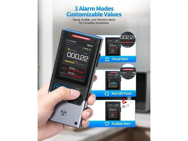 Alt view image 6 of 7 - GC-03 Geiger Counter Electromagnetic Detector, 3IN1 Nuclear Radiation Detector EMF Meter, Not Support RF Detection, Handheld Rechargeable Radiation Dosimeter, Beta Gamma X-ray Radiation Monitor