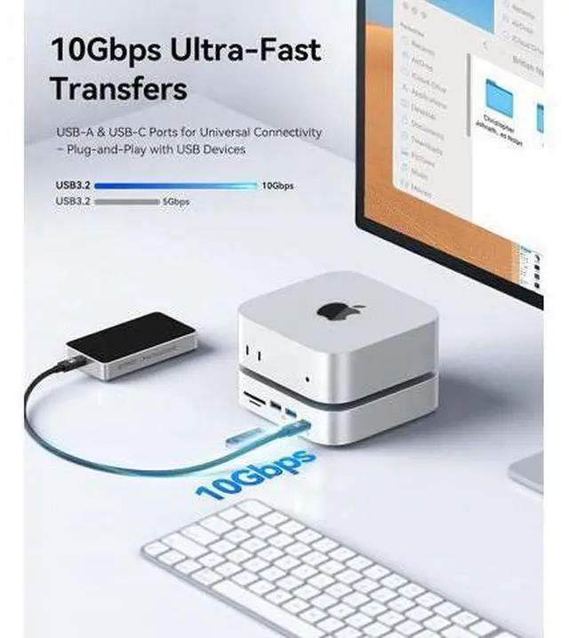 Alt view image 4 of 7 - MiniLink Mac mini M4 Dock & Stand, 2 × 10Gbps USB 3.2 Ports, 10Gbps USB C, USB A 3.0, 2.5G Ethernet Port, SD/TF, 3.5mm Headphone & Microphone Jacks, Compatible with Mac mini M4/M4 Pro (M48PR)