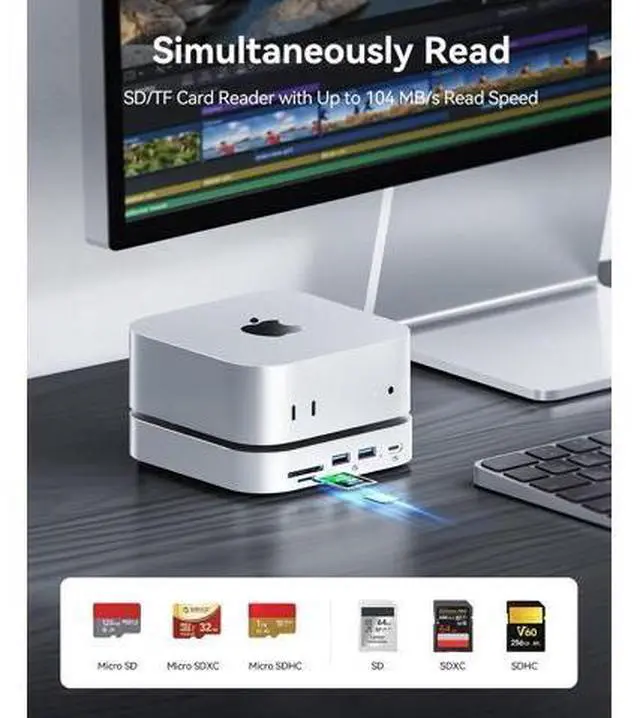 Alt view image 5 of 7 - MiniLink Mac mini M4 Dock & Stand, 2 × 10Gbps USB 3.2 Ports, 10Gbps USB C, USB A 3.0, 2.5G Ethernet Port, SD/TF, 3.5mm Headphone & Microphone Jacks, Compatible with Mac mini M4/M4 Pro (M48PR)